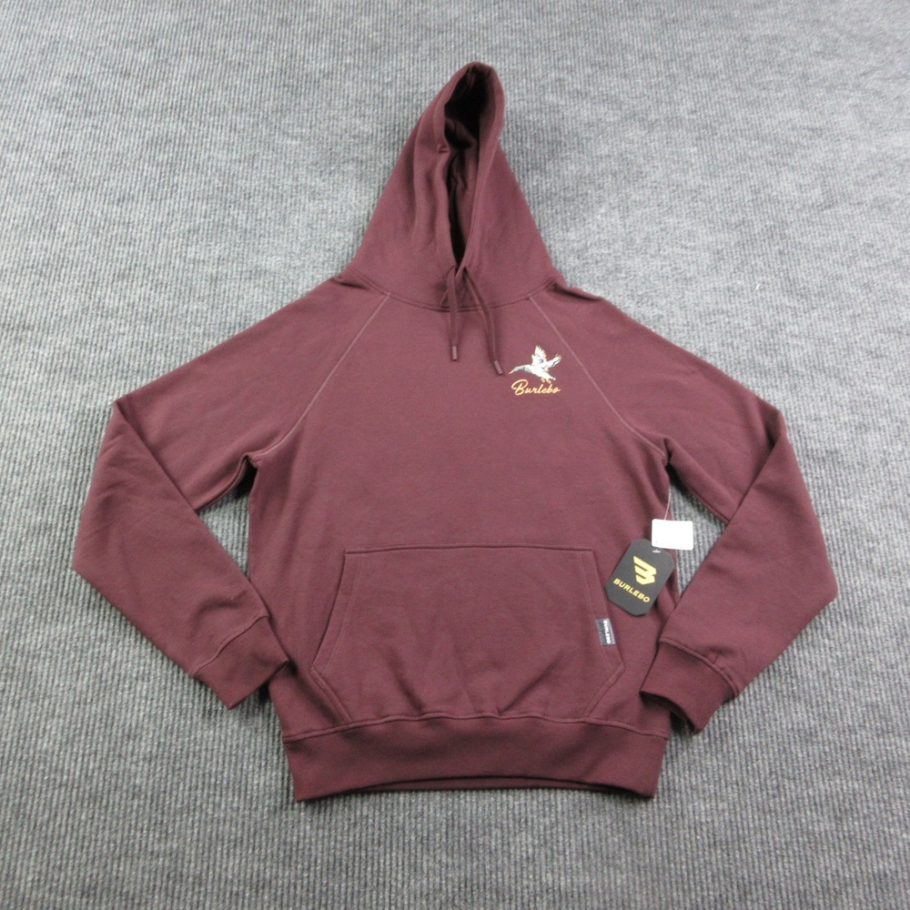 Burlebo Hoodie Mens Small Red Pullover Fleece Lined Bird Graphic Hooded NWT